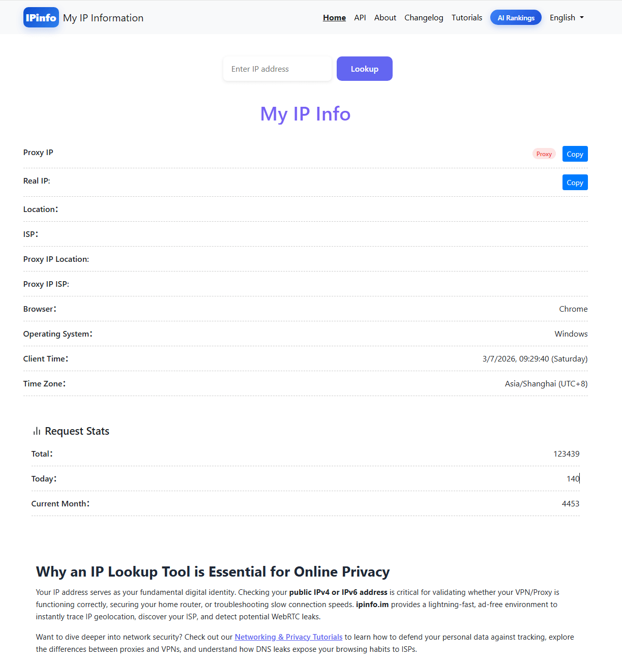 IP Info Dashboard Visualization